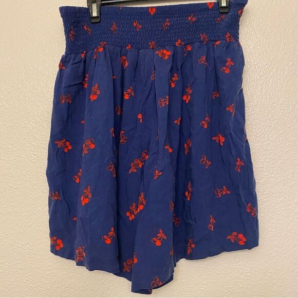Torrid Flowy Smocked pull on Shorts navy blue red cherry print lyocell blend 2X - Picture 3 of 13